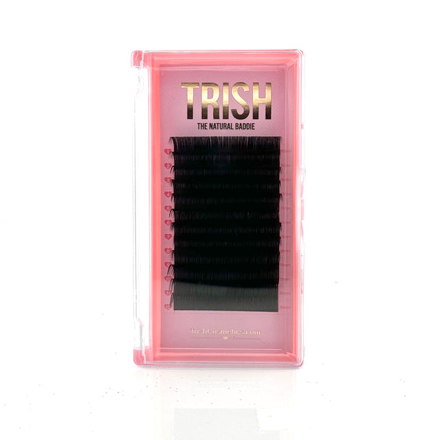 D Curl .05 OG Pink Lash Tray – matte black lashes in single lengths 10mm to 25mm, 16 rows for bold lash sets