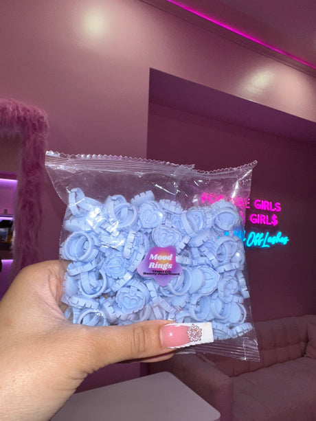 Blue heart glue ring – part of 100-count adhesive ring bundle for lash extensions Blue heart glue ring – part of 100-count adhesive ring bundle for lash extensions