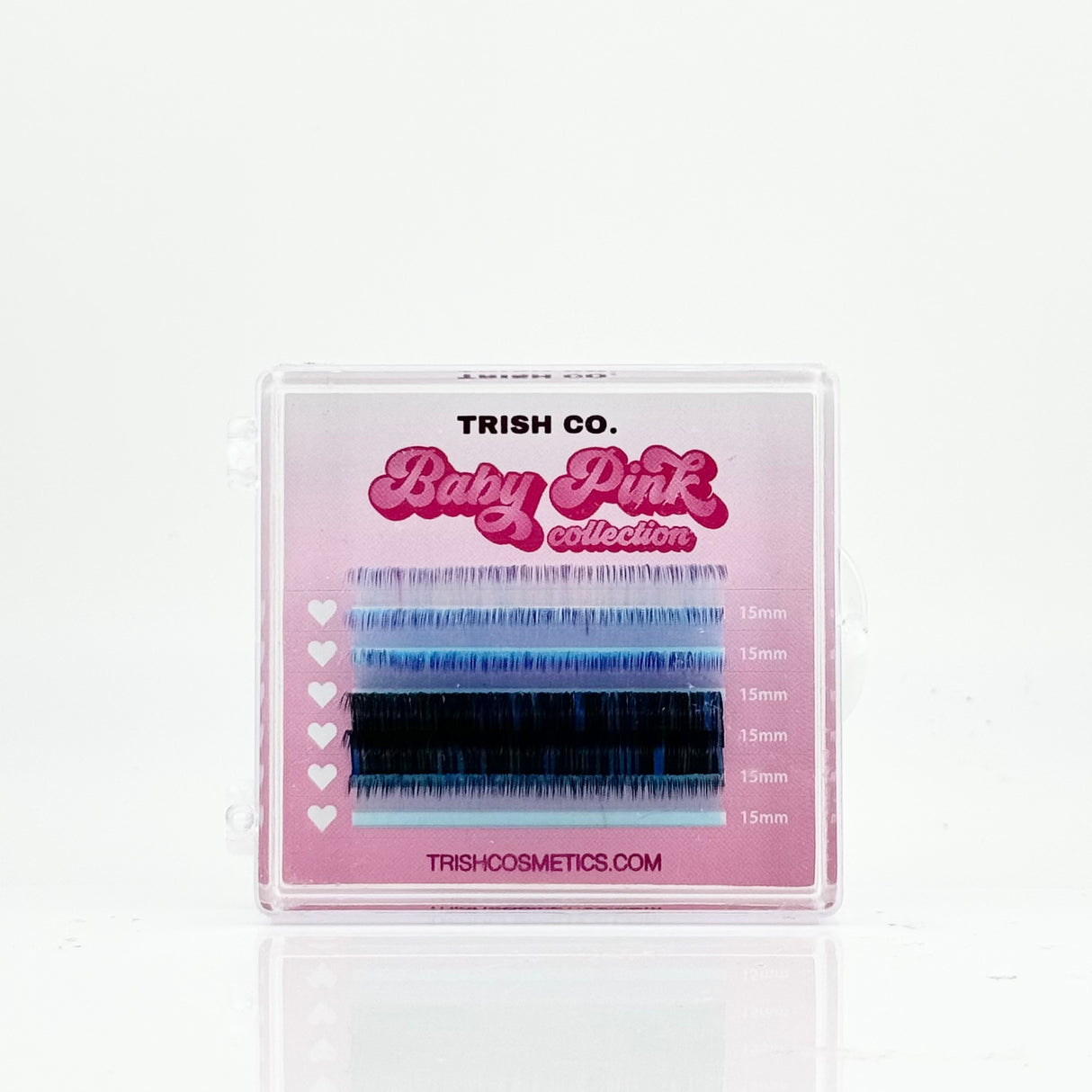6-row tray of blue .05 CC curl lash extensions – Baby Pink Color Collection from Trish Co 6-row tray of blue .05 CC curl lash extensions – Baby Pink Color Collection from Trish Co