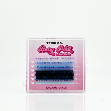 6-row tray of blue .05 CC curl lash extensions – Baby Pink Color Collection from Trish Co 6-row tray of blue .05 CC curl lash extensions – Baby Pink Color Collection from Trish Co