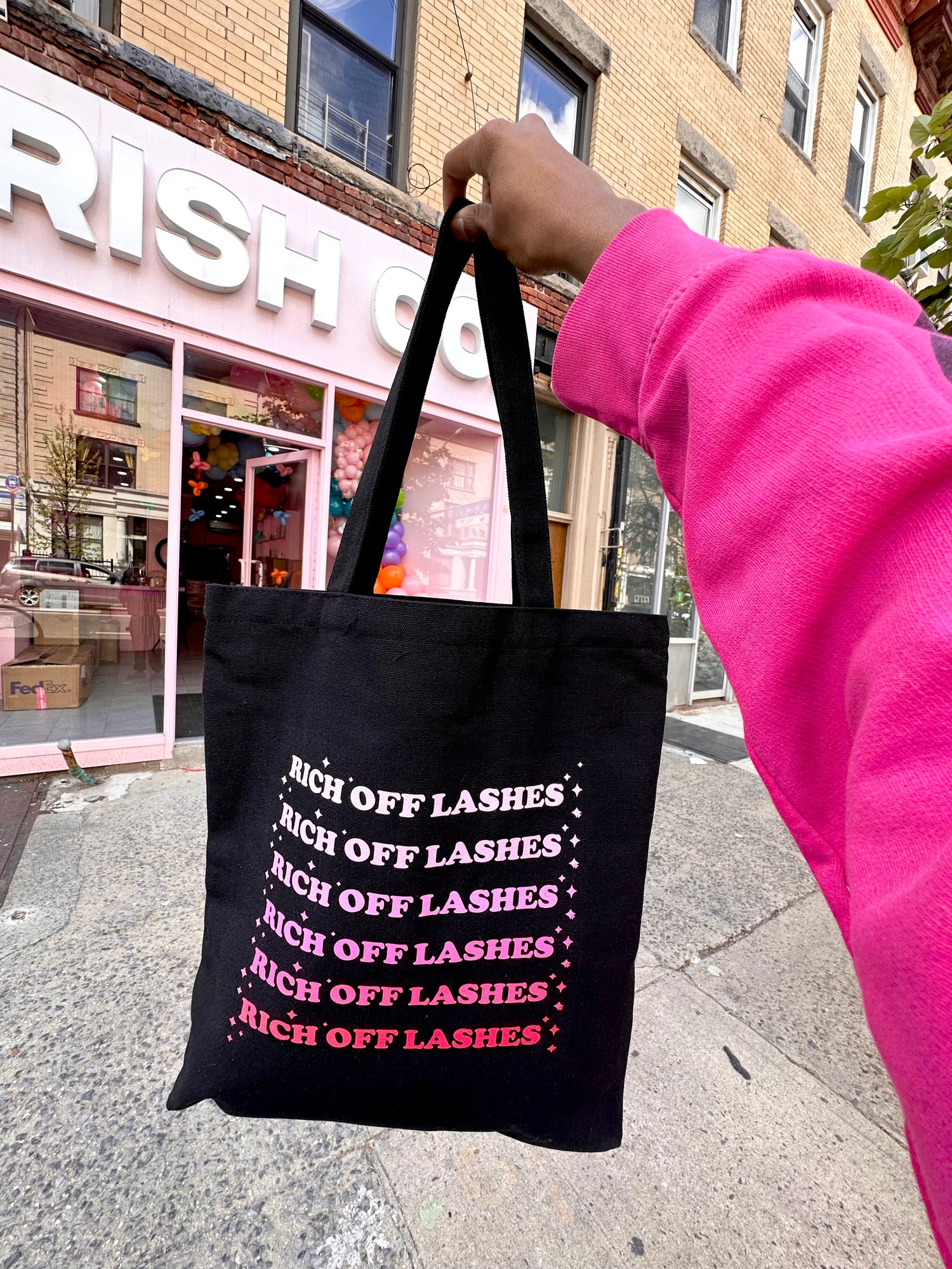 Rich off lashes black tote Rich off lashes black tote