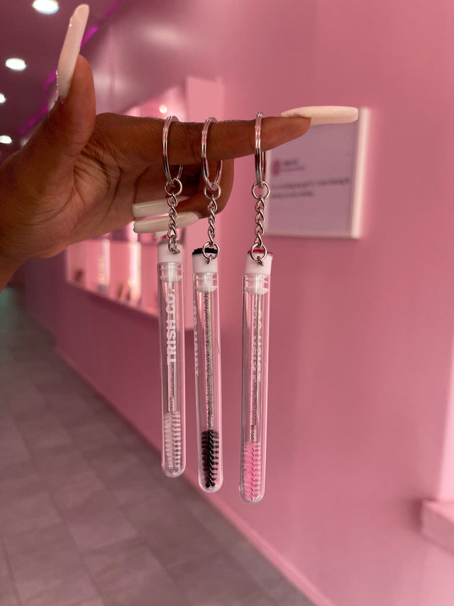 Brush & GO travel spoolie set – keychain lash brushes in assorted colors for on-the-go grooming