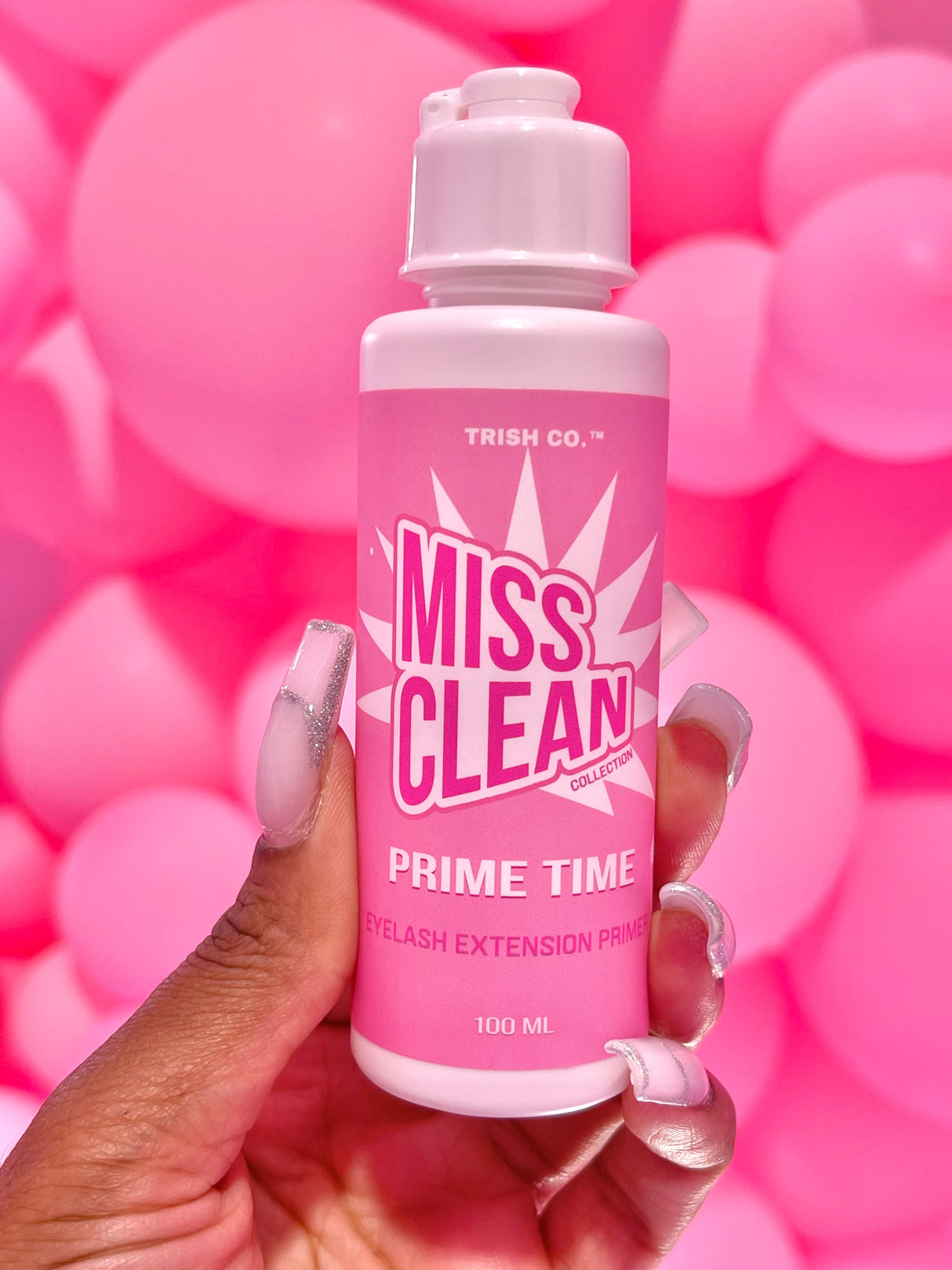 Front view of Miss Clean Prime Time Primer – oil-free lash extension prep by Trish Co Front view of Miss Clean Prime Time Primer – oil-free lash extension prep by Trish Co