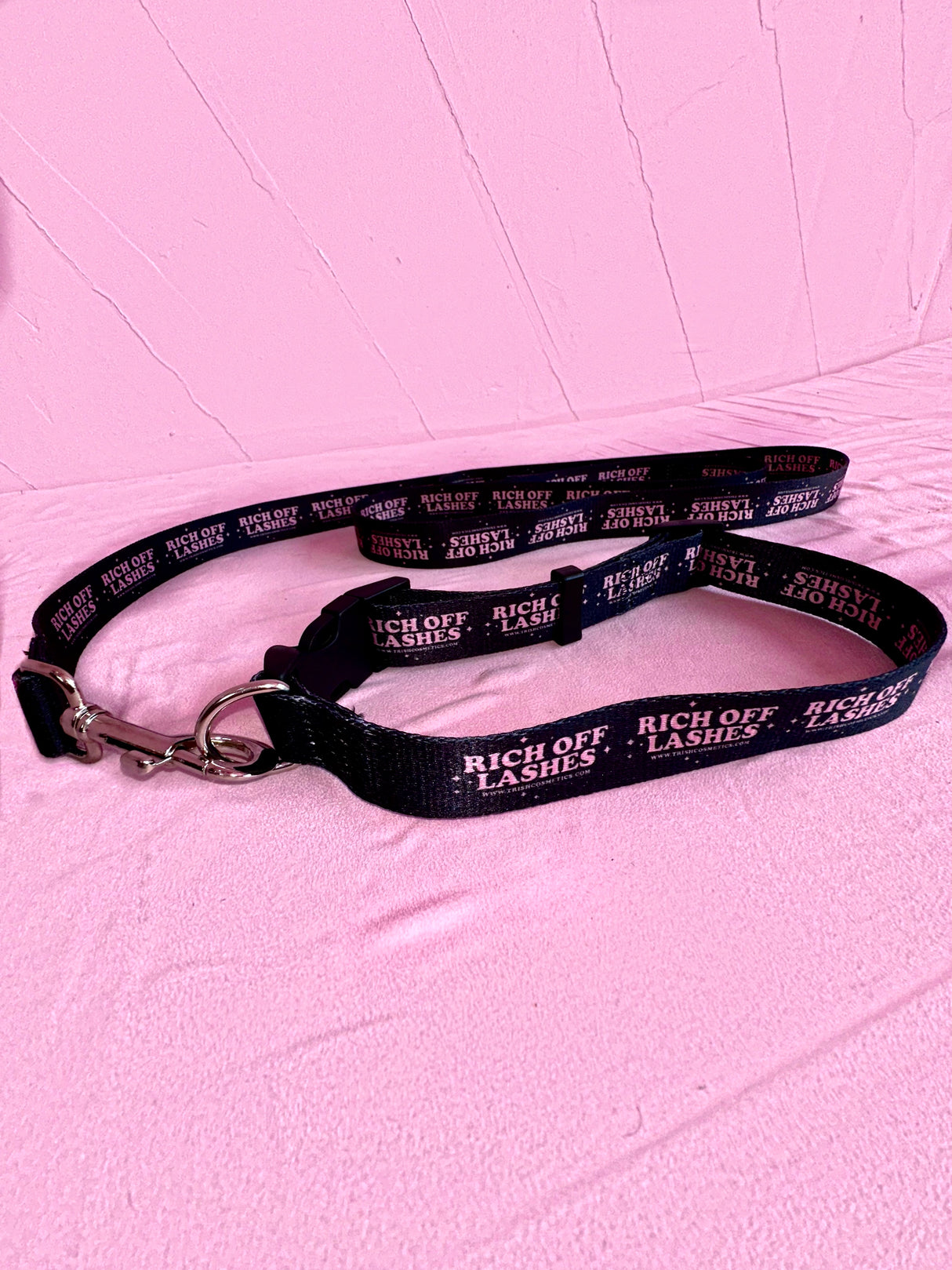 Rich Off Lashes Collar + Leash Set – Branded & Adjustable | Trish Co Rich Off Lashes Collar + Leash Set – Branded & Adjustable | Trish Co