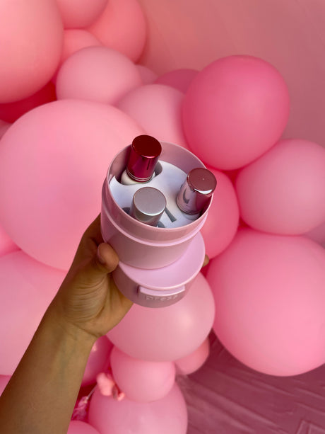 Open pink glue vault – keeps lash glue fresh and organized Open pink glue vault – keeps lash glue fresh and organized