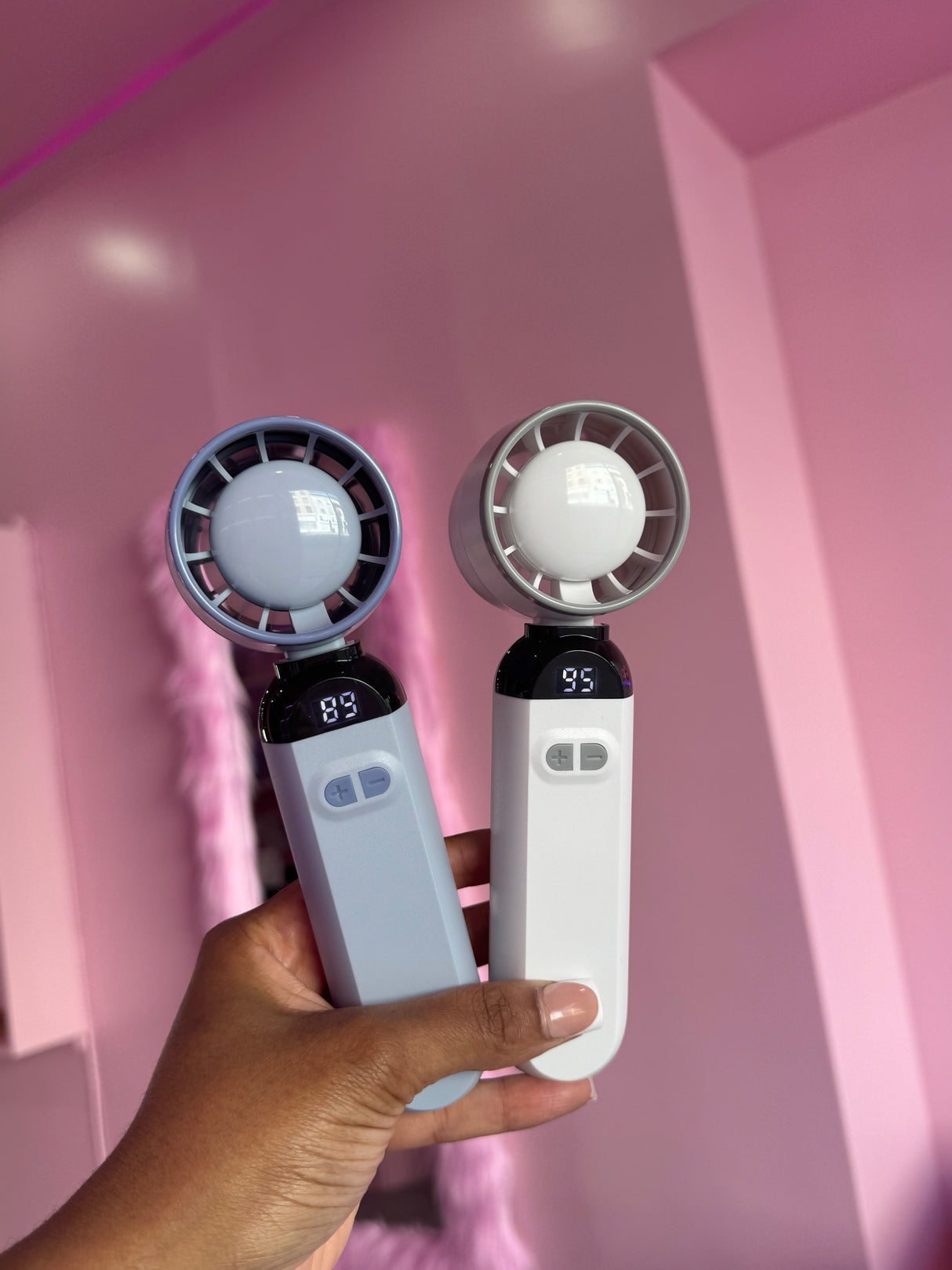 Turbo Small Lash Fans – white and blue mini lash dryers for professional lash extension application