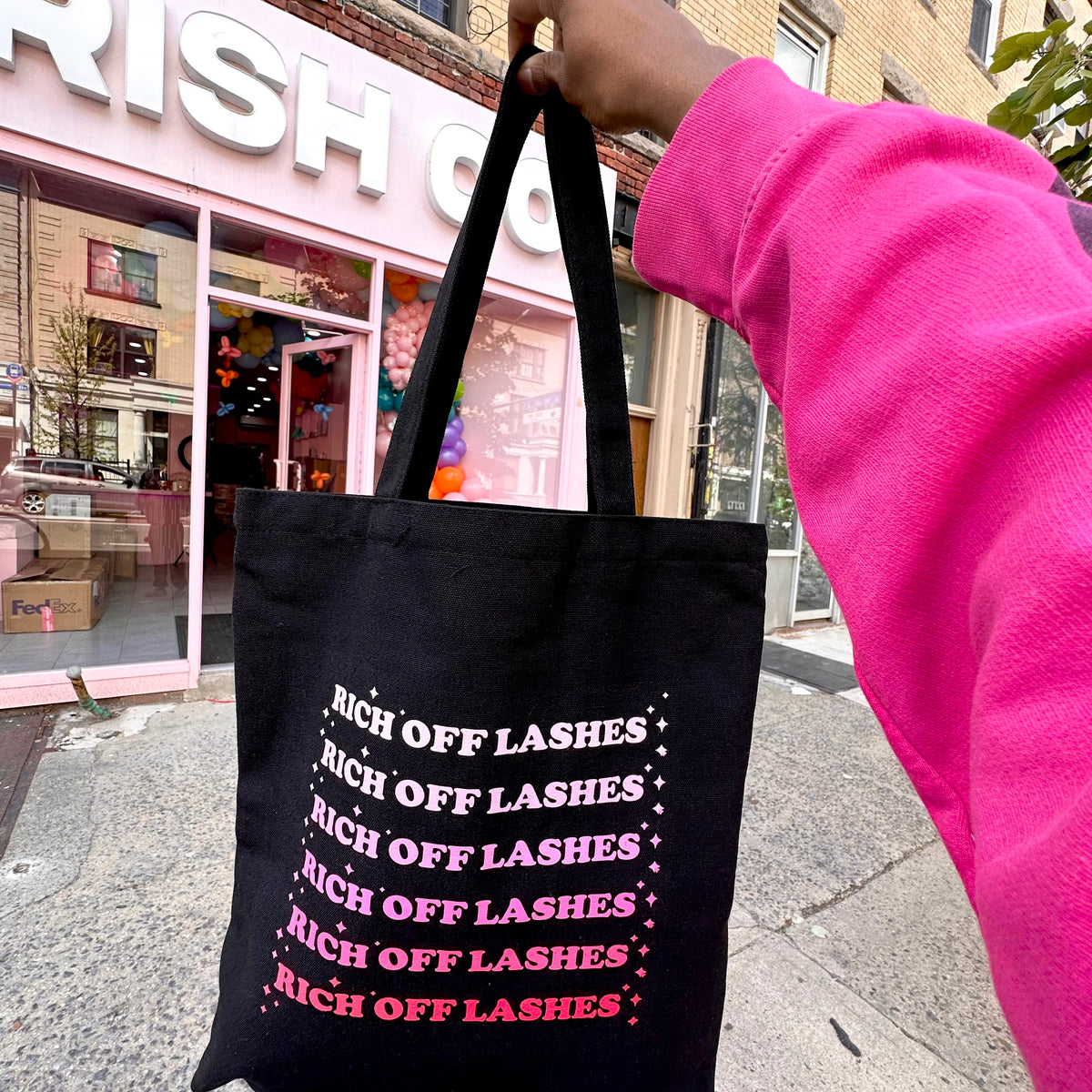 Rich off lashes black tote – Trish Cosmetics